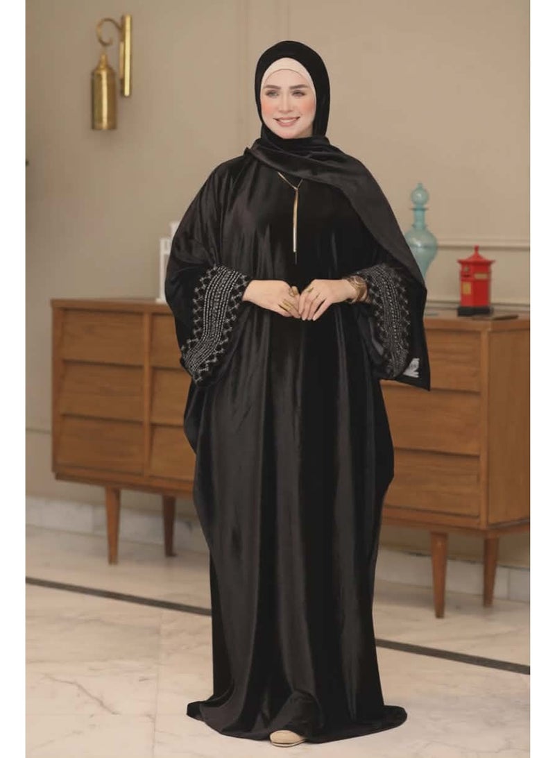 Women's prayer abaya with headscarf – wide Gulf-style sleeves – very chic – black - Image 5